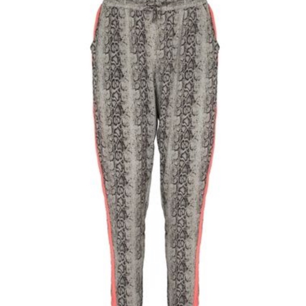 Custommade snake print neon stripe silk pants